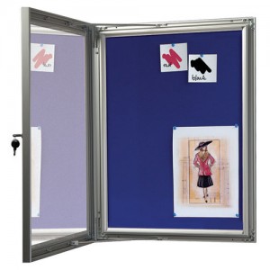 Pin Board Lockable poster Cases with a blue felt backing Pin Board Lockable poster Cases with a blue felt backing