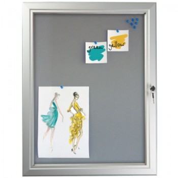A4 x 4 Grey Pinboard key Lockable Poster Case A4 x 4 Grey Pinboard key Lockable Poster Case