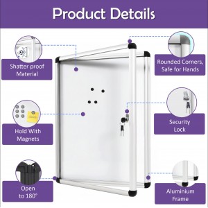490mm x 360mm Lockable Magnetic Notice Board